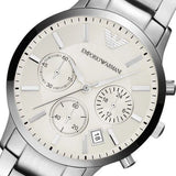 Emporio Armani Renato Chronograph White Dial Silver Steel Strap Watch for Women - AR2459 Authentic Buy Shop Now