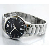 Emporio Armani Classic Quartz Black Dial Silver Steel Strap Watch For Women - AR2441 Authentic Buy Shop Now