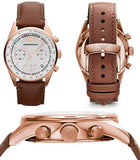 Emporio Armani Sportivo Chronograph White Dial Brown Leather Strap Watch For Men - AR5996 Authentic Buy Shop Now
