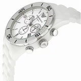 Emporio Armani Ceramic Chronograph White Dial White Ceramic Strap Watch For Men - AR1424 Authentic Buy Shop Now