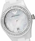 Emporio Armani Ceramica White Mother of Pearl Dial Stainless Steel Strap Watch For Women - AR1426 Authentic Buy Shop Now