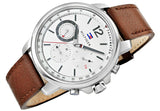 Tommy Hilfiger Landon Chronograph White Dial Brown Leather Strap Watch for Men - 1791531 Authentic Buy Shop Now