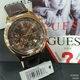Guess Pursuit Chronograph Brown Dial Brown Leather Strap Watch for Men - W0500G3 Authentic Buy Shop Now