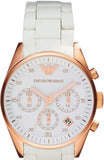 Emporio Armani Sportivo Silver Dial White Silicone Strap Watch For Women - AR5920 Authentic Buy Shop Now