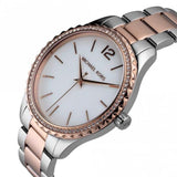 Michael Kors Layton Three Hand Mother of Pearl White Dial Two Tone Steel Strap Watch For Women - MK6849 Authentic Buy Shop Now