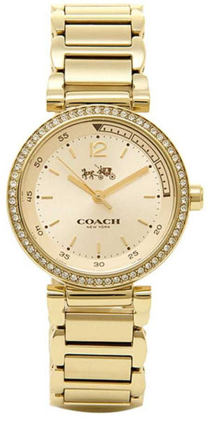 Coach Sport Diamonds Gold Dial Gold Steel Strap Watch for Women - 14502195 Authentic Buy Shop Now