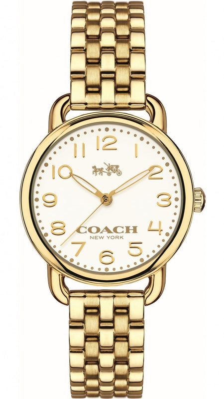 Coach Delancey White Dial Gold Steel Strap Watch for Women - 14502241 Authentic Buy Shop Now