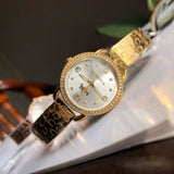 Coach Delancey Diamonds Silver Dial Gold Steel Strap Watch for Women - 14502354 Authentic Buy Shop Now