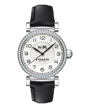 Coach Madison White Dial Black Leather Strap Watch for Women - 14502399 Authentic Buy Shop Now