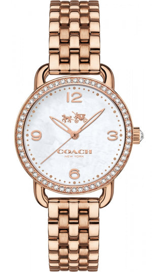 Coach Delancey Mother of Pearl White Dial Rose Gold Steel Strap Watch for Women - 14502479 Authentic Buy Shop Now