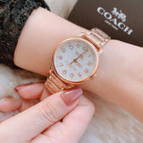 Coach Delancey White Dial Rose Gold Steel Strap Watch for Women - 14502242 Authentic Buy Shop Now