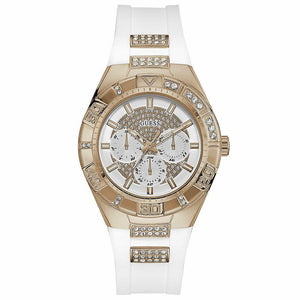 Guess Luna Diamonds White Dial White Rubber Strap Watch for Women - W0653L4 Authentic Buy Shop Now
