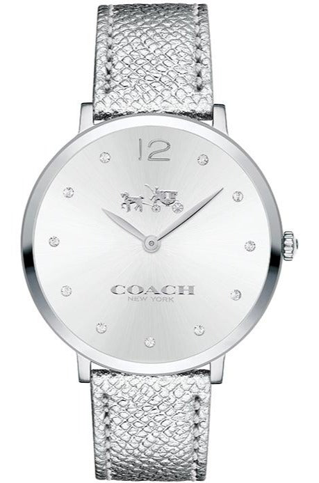 Coach Slim Easton Silver Dial Silver Leather Strap Watch for Women - 14502685 Authentic Buy Shop Now