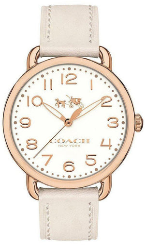 Coach Delancey White Dial White Leather Strap Watch for Women - 14502716 Authentic Buy Shop Now