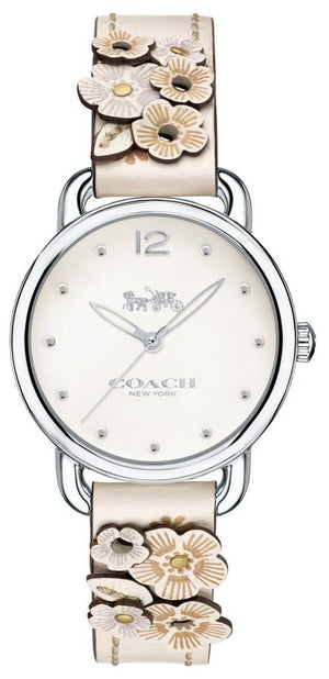 Coach Delancey White Dial Floral White Leather Strap Watch for Women - 14502760 Authentic Buy Shop Now