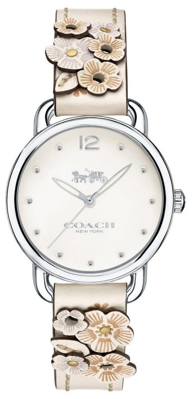 Coach Delancey White Dial Floral White Leather Strap Watch for Women - 14502760 Authentic Buy Shop Now