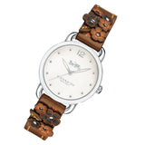 Coach Delancey White Dial Floral Brown Leather Strap Watch for Women - 14502761 Authentic Buy Shop Now