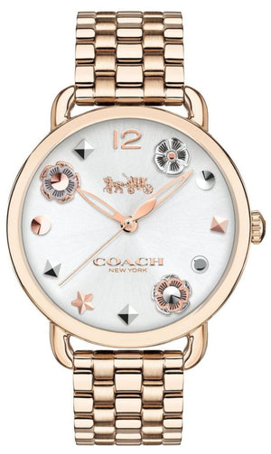 Coach Delancey White Dial Rose Gold Tone Stainless Steel Watch For Women - 14502811 Authentic Buy Shop Now