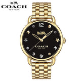 Coach Delancey Black Dial Gold Steel Strap Watch for Women - 14502813 Authentic Buy Shop Now