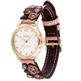 Coach Delancey White Dial Floral Pink Leather Strap Watch for Women - 14502817 Authentic Buy Shop Now