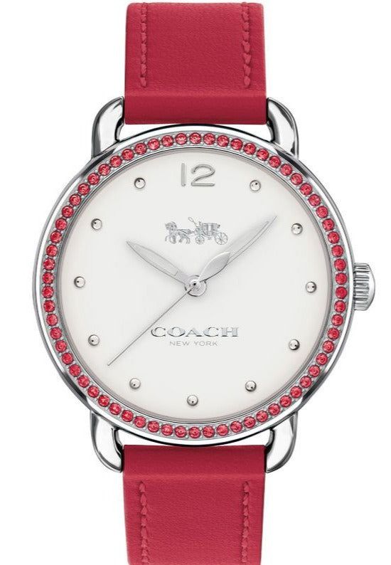 Coach Delancey White Dial Red Leather Strap Watch for Women - 14502878 Authentic Buy Shop Now