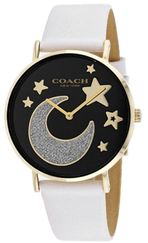 Coach Perry Black Dial White Leather Strap Watch for Women - 14503041 Authentic Buy Shop Now