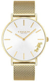 Coach Perry White Dial Gold Mesh Bracelet Watch for Women - 14503125 Authentic Buy Shop Now