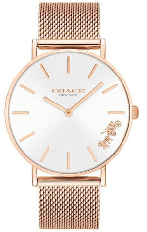 Coach Perry White Rose Gold Mesh Bracelet Watch for Women - 14503126 Authentic Buy Shop Now