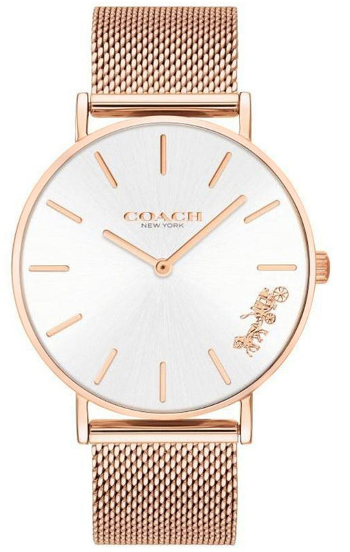 Coach Perry White Rose Gold Mesh Bracelet Watch for Women - 14503126 Authentic Buy Shop Now