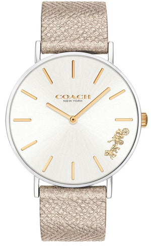 Coach Perry White Dial Beige Leather Strap Watch for Women - 14503157 Authentic Buy Shop Now