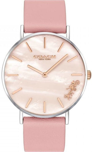 Coach Perry Mother of Pearl Pink Dial Pink Leather Strap Watch for Women - 14503244 Authentic Buy Shop Now