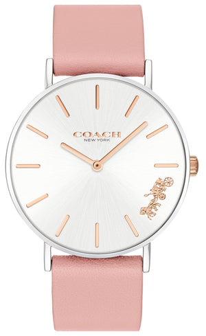 Coach Perry White Dial Pink Leather Strap Watch for Women - 14503118 Authentic Buy Shop Now