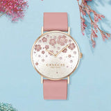 Coach Perry Silver Dial Pink Leather Strap Watch For Women - 14503325 Authentic Buy Shop Now