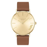 Coach Perry Gold Dial Brown Leather Strap Watch for Women - 14503331 Authentic Buy Shop Now