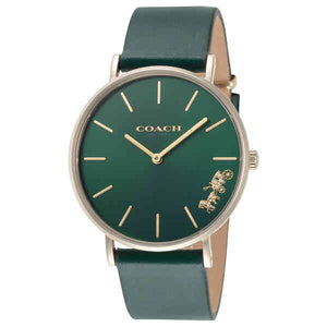 Coach Perry Green Dial Green Leather Strap Watch for Women - 14503383-C Authentic Buy Shop Now