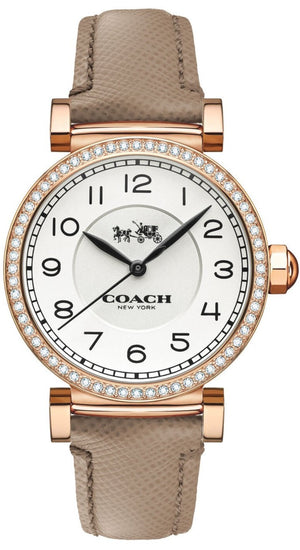 Coach Madison Diamonds White Dial Beige Leather Strap Watch for Women - 14503394 Authentic Buy Shop Now