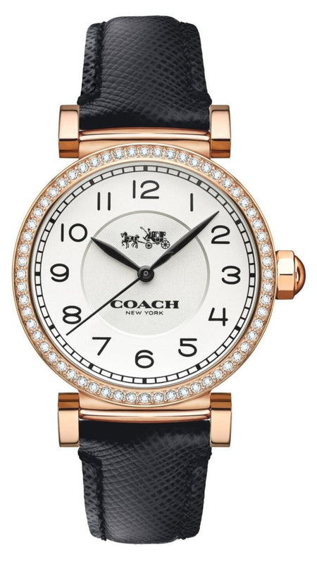 Coach Madison White Dial Black Leather Strap Watch for Women - 14503396 Authentic Buy Shop Now
