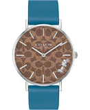 Coach Perry Coffee Dial Blue Leather Strap Watch for Women - 14503475 Authentic Buy Shop Now