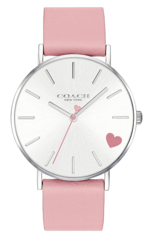 Coach Perry Silver Dial Pink Leather Strap Watch for Women - 14503516 Authentic Buy Shop Now