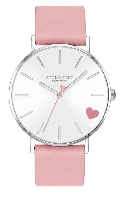 Coach Perry Silver Dial Pink Leather Strap Watch for Women - 14503516 Authentic Buy Shop Now
