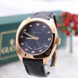 Gucci GG2570 Quartz Black Dial Black Leather Strap Watch For Women - YA142407 Authentic Buy Shop Now