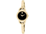 Movado Rondiro 22mm Black Dial Yellow Gold Steel Strap Watch For Women - 0606888 Authentic Buy Shop Now