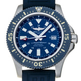 Breitling Superocean 44mm Diver Pro III Special Mariner Blue Dial Blue Rubber Strap Mens Watch - Y1739316/C959 Authentic Buy Shop Now