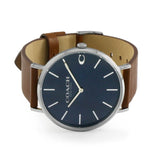 Coach Charles Blue Dial Brown Leather Strap Watch for Men - 14602151 Authentic Buy Shop Now