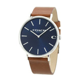 Coach Charles Blue Dial Brown Leather Strap Watch for Men - 14602151 Authentic Buy Shop Now