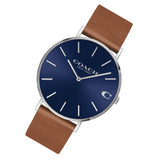 Coach Charles Blue Dial Brown Leather Strap Watch for Men - 14602151 Authentic Buy Shop Now