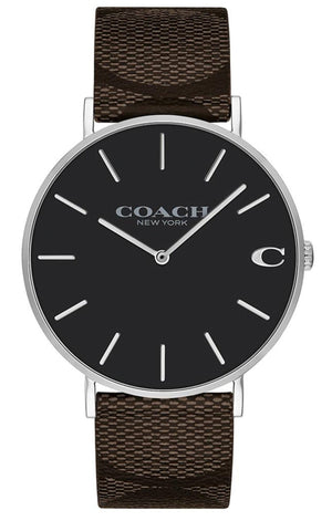 Coach Charles Black Dial Brown Leather Strap Watch for Women - 14602156 Authentic Buy Shop Now