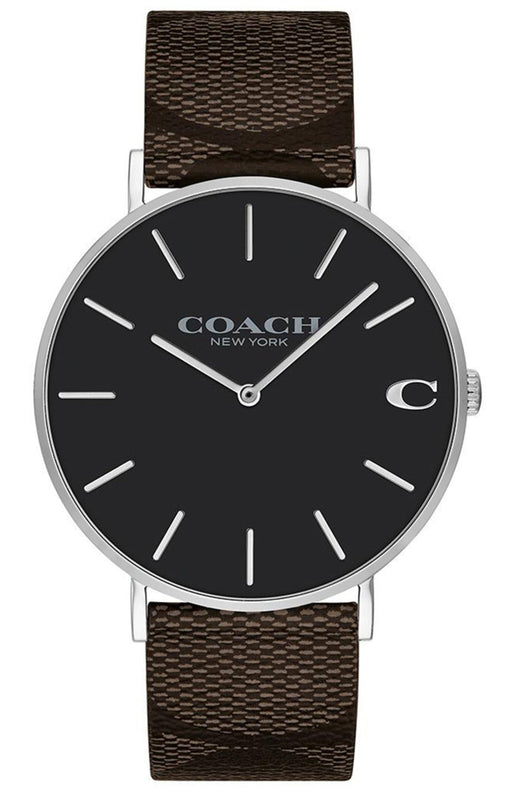 Coach Charles Black Dial Brown Leather Strap Watch for Women - 14602156 Authentic Buy Shop Now