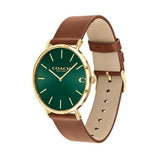 Coach Charles Green Dial Brown Leather Strap Watch for Men - 14602435 Authentic Buy Shop Now