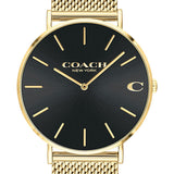 Coach Charles Black Dial Gold Mesh Bracelet Watch for Men - 14602440 Authentic Buy Shop Now